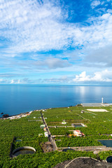 Banana plantations on mountain slopes on tropical La Palma island, Canary, Spain © barmalini