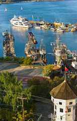 Fishing Boats and Yachts at the Docks of  Nanaimo Harbour, Nanaimo, Vancouver Island, British Columbia, Canada