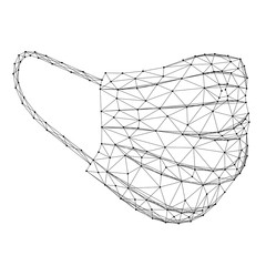 Medical mask, corona virus protection from abstract futuristic polygonal black lines and dots. Vector illustration.