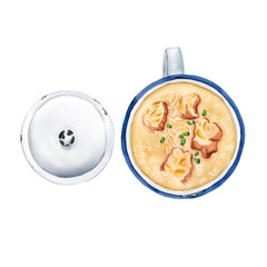 Watercolor Illustration of Salty soy milk 