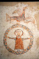 Early fresco images of Jesus in circle at Museum at Solsona, Cataluna, Spain, Museu Dioces&circ; i Comarcal containing Romanesque paintings and local archeological finds