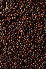 Freshly roasted aromatic coffee beans.