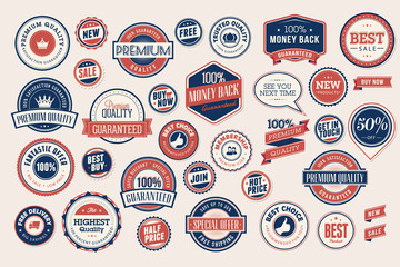 Obraz premium Sale labels and stickers collection. Vector illustrations for graphic and web design, marketing material, product promotion, social media and online shopping.