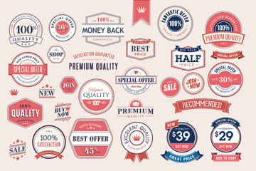 Obraz premium Sale signs collection. Vector illustrations for graphic and web design, marketing material, product promotion, social media and online shopping.