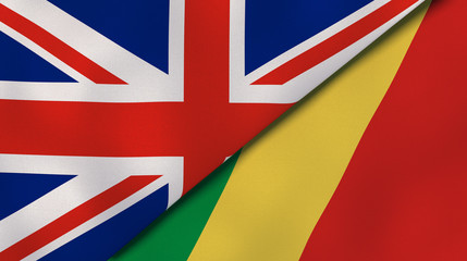 The flags of United Kingdom and Congo. News, reportage, business background. 3d illustration