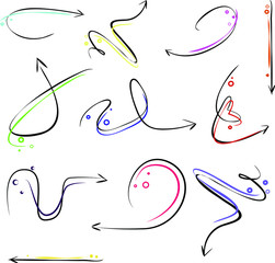 Obraz premium Set of arrows in rainbow colors of different shapes and sizes. Vector stock.