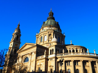 Fototapeta na wymiar View of St Stephen's Basilica in Budapest, Hungary. It is a Roman Catholic basilica and it is named in honour of Stephen, the first King of Hungary.