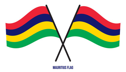 Mauritius Flag Waving Vector Illustration on White Background. Mauritius National Flag