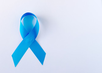 Blue symbolic ribbon - the problem of colon cancer, , prostate cancer ribbon