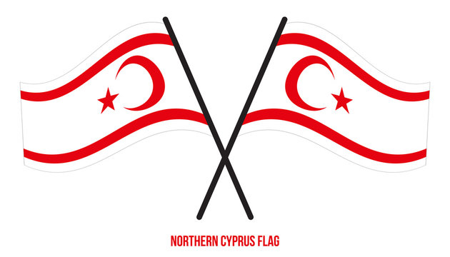 Northern Cyprus Flag Waving Vector Illustration on White Background. Northern Cyprus National Flag