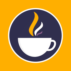 Coffee house logo, hot drink shop logotype design template, vector illustration