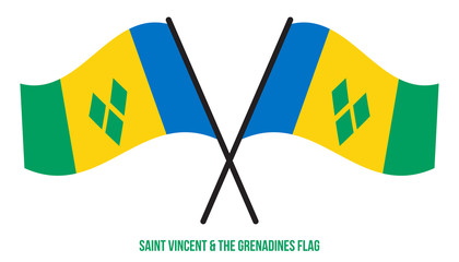 Saint Vincent and the Grenadines Flag Waving Vector Illustration on White Background. National Flag