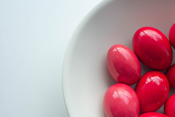 Home painted traditional red easter eggs
