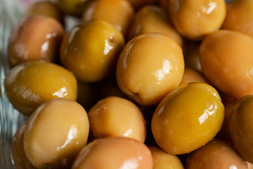 Green olives close up view