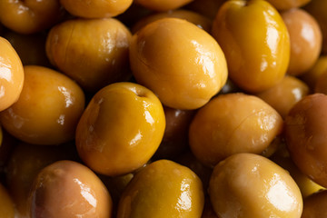 Green olives close up view