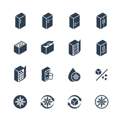 Freezer and Refrigerator Icon Set in Glyph Style