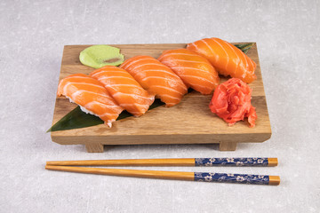 
ready-made sushi on the stone for the restaurant menu