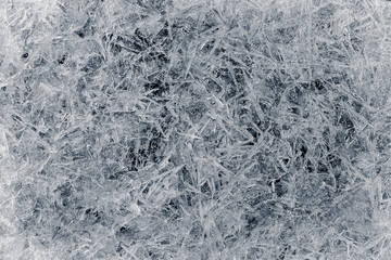 Abstract ice frost natural background with hoarfrost crystals.