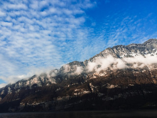 heavenly skyscape over the swiss alps