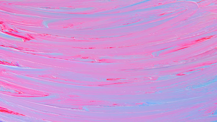 Handmade pink abstract painted background. Abstract art background. Pattern with liquid paints. Acrylic paint texture with pink brush strokes. Blank for wallpaper