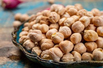 Portion of dried uncooked chick peas