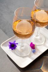 French rose wine from Provence in two glasses in sunny day