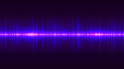 Purple neon sound wave, pulse of audio signal. Abstract spectrum equaliser
