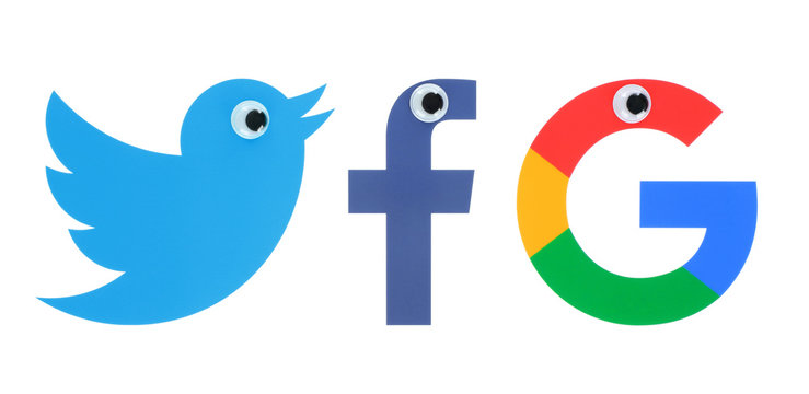 Collection of popular social media logos with eyes