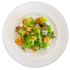 lettuce salad with pumpkin and cheese