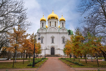 Fototapeta na wymiar Orthodox church of St. Catherine. Catherine's Cathedral in Tsarskoe Selo (Pushkin), St Petersburg, Russia