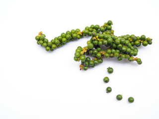 Top view of fresh peppercorn seed isolated on white background.