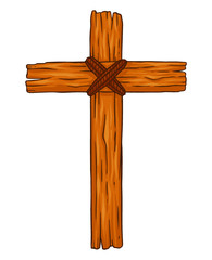 Rustic Wooden Christian Cross - 338478976