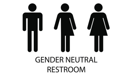 Gender neutral or all gender restroom sign illustration with man women and human figures illustrated.