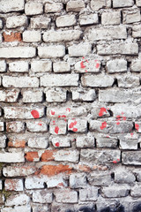 Dirty white brick wall with paint stains for backdrop or background use