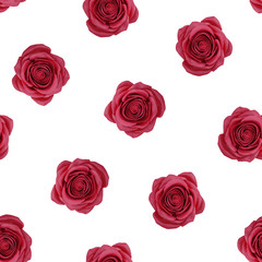 seamless pattern of red roses on a white background