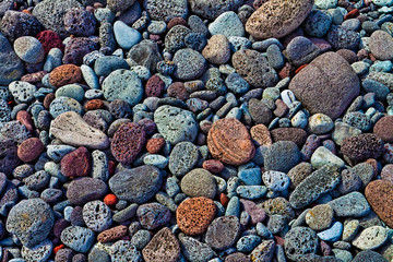 Multicolored Rocks Covering The Beach at Pololu Valley, Hawaii, Hawaii, USA