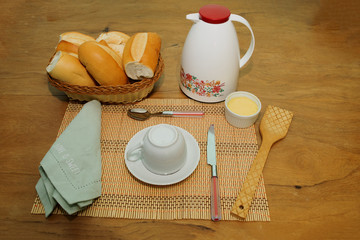 Delicous breakfast with coffr and brakfast.