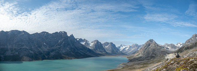 Amazing panoramic view of Greenlandic Fjord