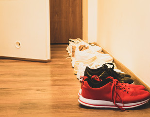 Family shoes at the door