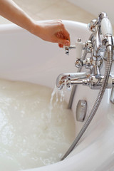 Picture of close up milk bath in cosy interior