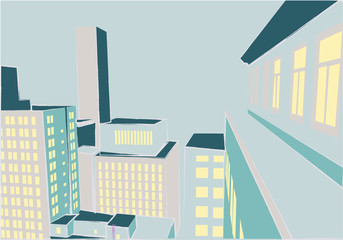 Megapolis 3d isometric three-dimensional view of the city. Collection of houses, skyscrapers, buildings