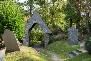 Entrance to the churchyard of the St Michaels´s Church in Rock, northern Cornwall, UK