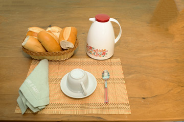 Delicous breakfast with coffr and brakfast.