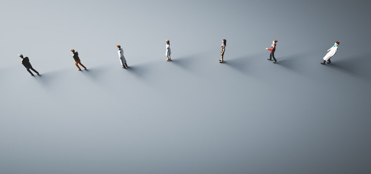 People social distancing because of coronavirus - concept