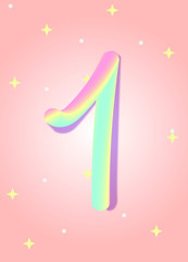 Festive number 1 in candy style