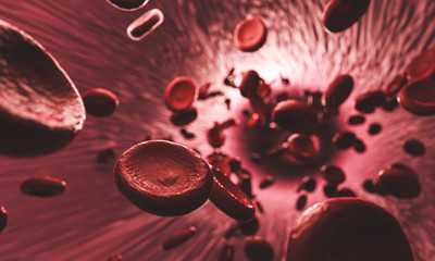 Blood cells in organism. Medical, science illustration