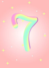 Festive number 7 in candy style