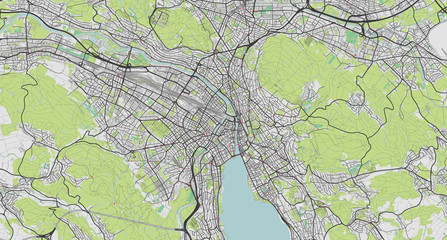 Detailed map of Zurich, Switzerland