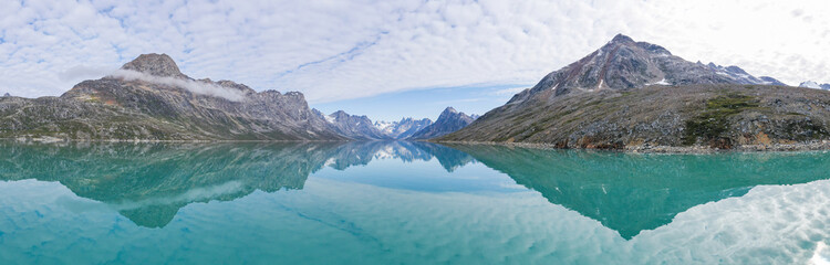 Stunning panoramic shot of a fjord in Greenland