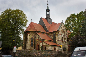 Catholic church in the city of Chrzanow, Poland. Sights of Poland. Europe